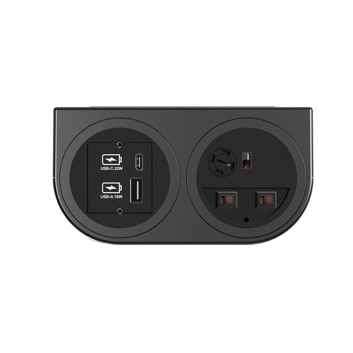 BACHMANN PIX HOLDER DOUBLE, 1x UK, 1x USB A/C, BS1363, schwarz, 2 m