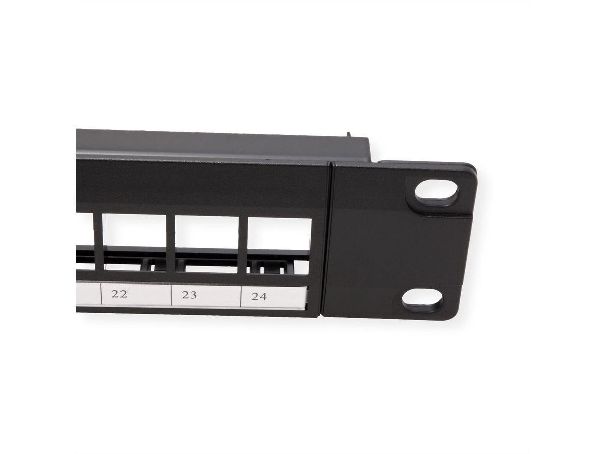 VALUE 19"-Keystone-Modulträger, 24 Ports, 1HE, ungeschirmt, schwarz