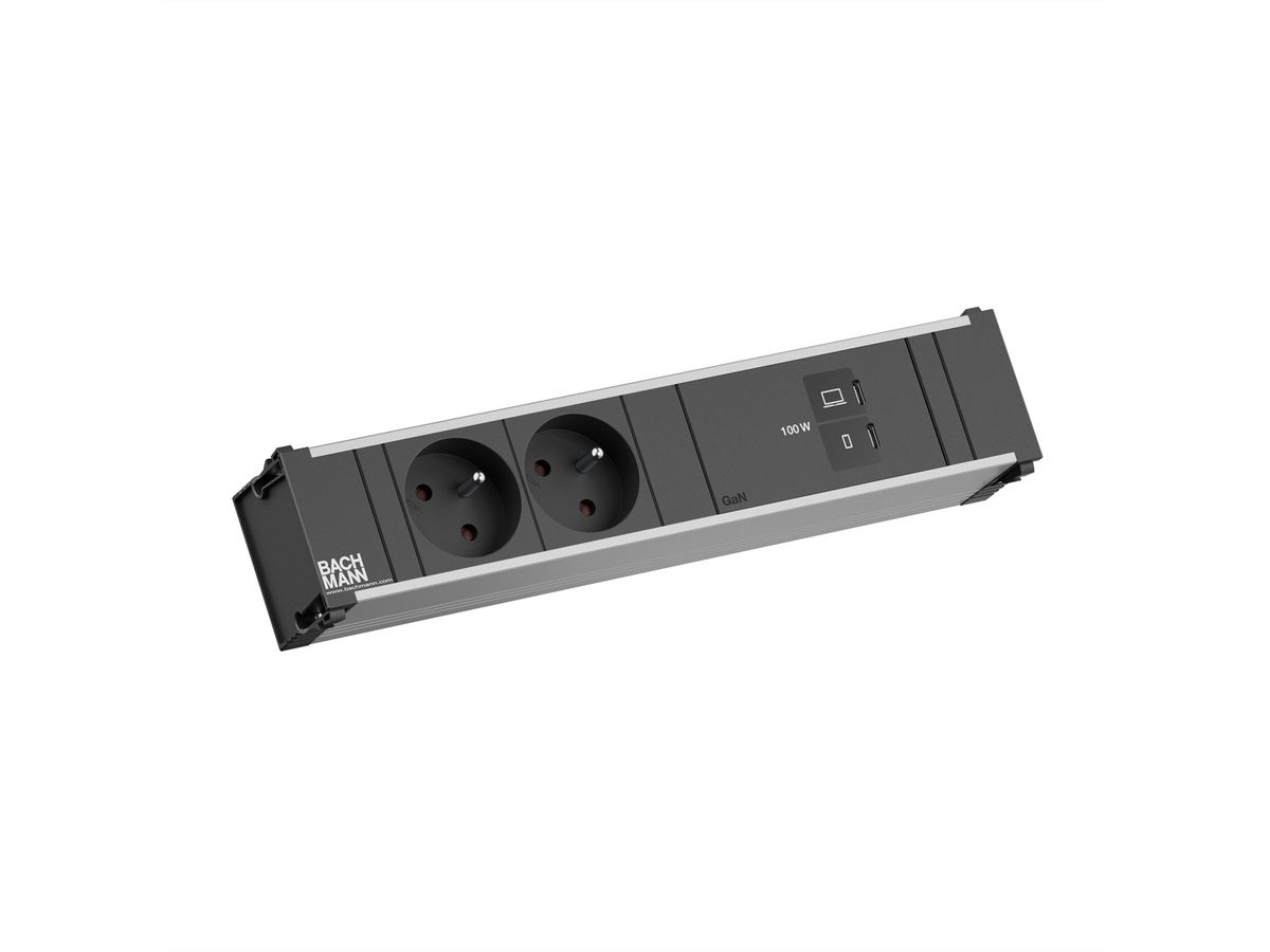 BACHMANN CONI 2xUTE 1xUSB C/C 100W, L=0,2m