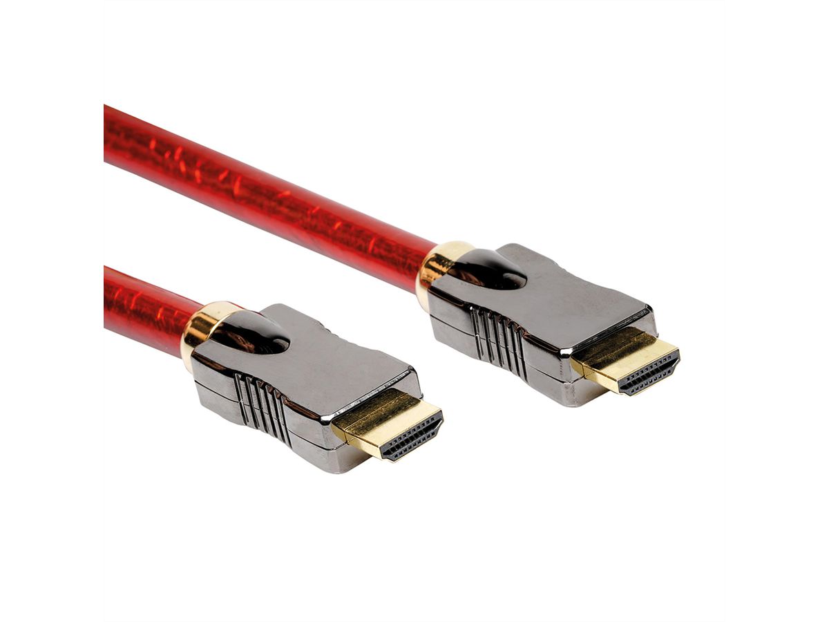 ROLINE 8K HDMI Ultra HD Kabel mit Ethernet, ST/ST, rot, 3 m