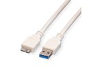 VALUE USB 3.2 Gen 1 Kabel, A ST - Micro B ST, weiß, 2 m