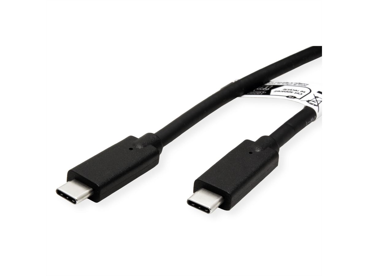 ROLINE USB 3.2 Gen 2 kompatibles Kabel, C-C, ST/ST, 10Gbit/s, Emark, 85W, schwarz, 7 m