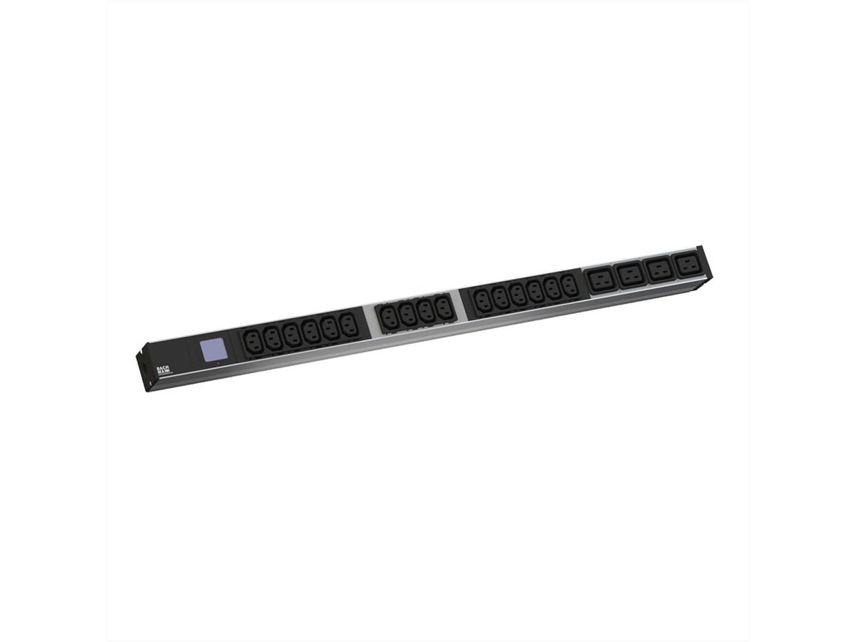 BACHMANN BN0500 19" PDU 1HE 16xC13 4xC19, Leistungsmessung, Anschluss CEE 16A, blau