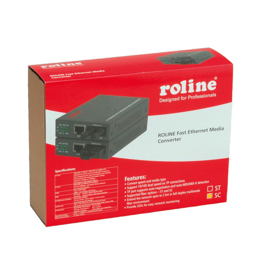 ROLINE Fast Ethernet Konverter RJ-45 - SC, Loop-back