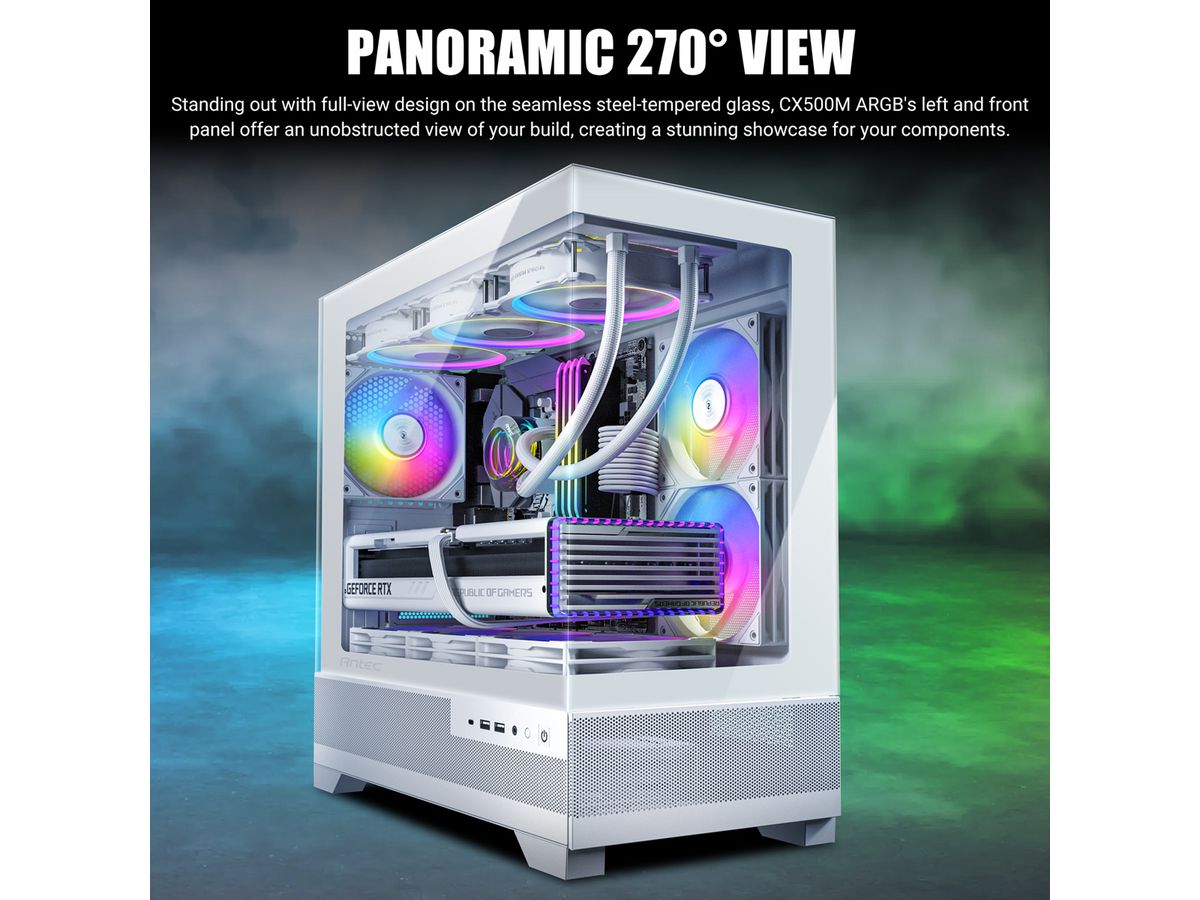 ANTEC CX500M ARGB PC Gehäuse Mini Tower Micro-ATX, schwarz