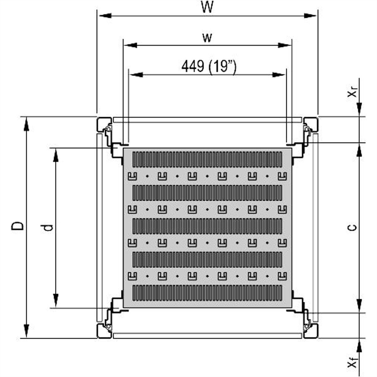 SCHROFF 19"-Fachboden, stationär, 75 kg - 19"FACHB.STAT.600B 800T 7021