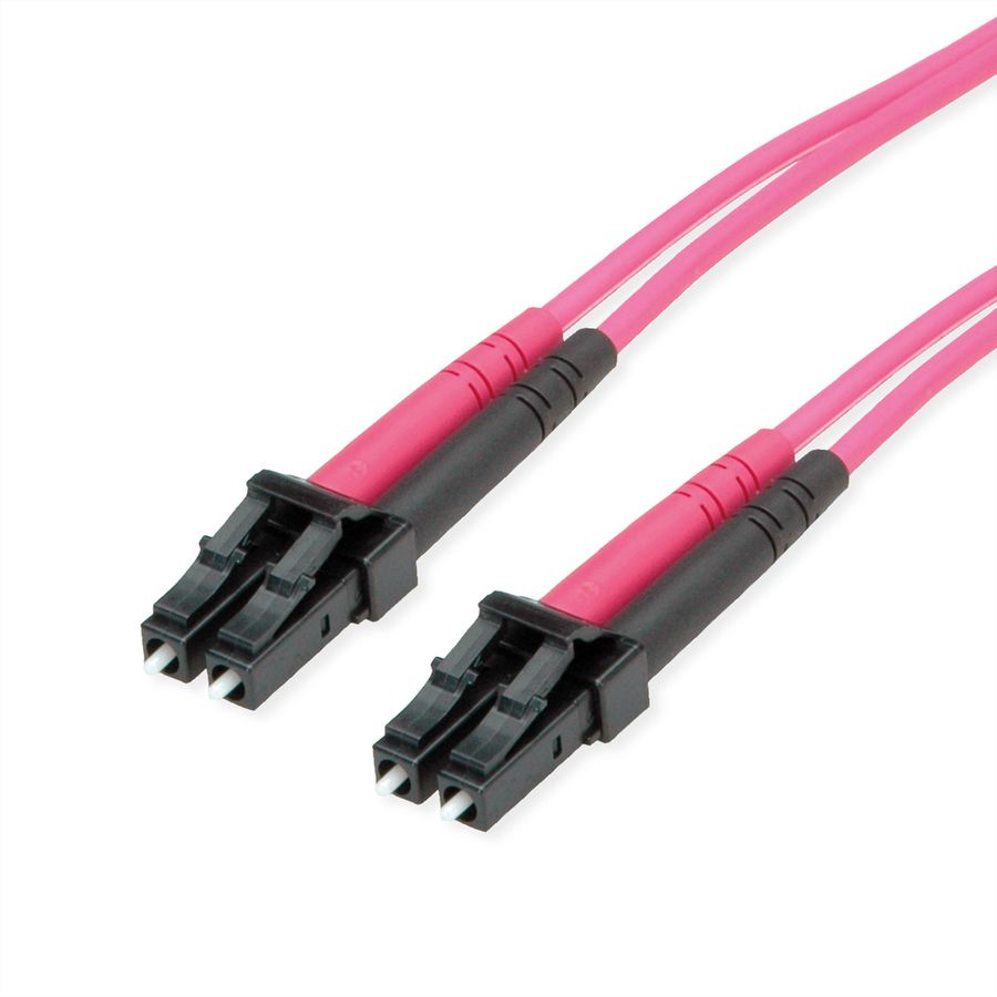 TELEGÄRTNER LWL Rangierkabel 2x G50/125 OM4, 1x LC Duplex - 1x LC Duplex, violett, 3 m