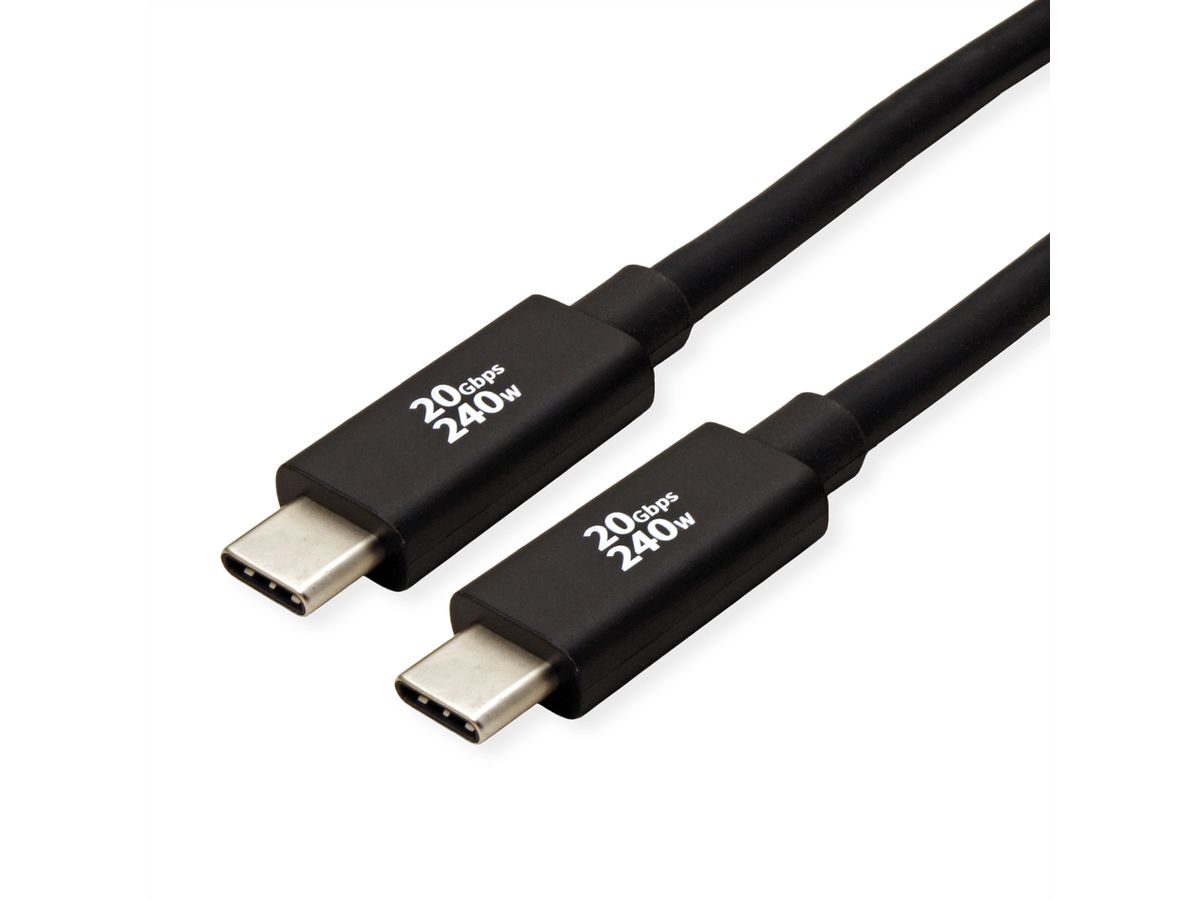 ROLINE USB4 Gen2x2 Kabel, C–C, ST/ST, 20Gbit/s, 240W, schwarz, 3 m