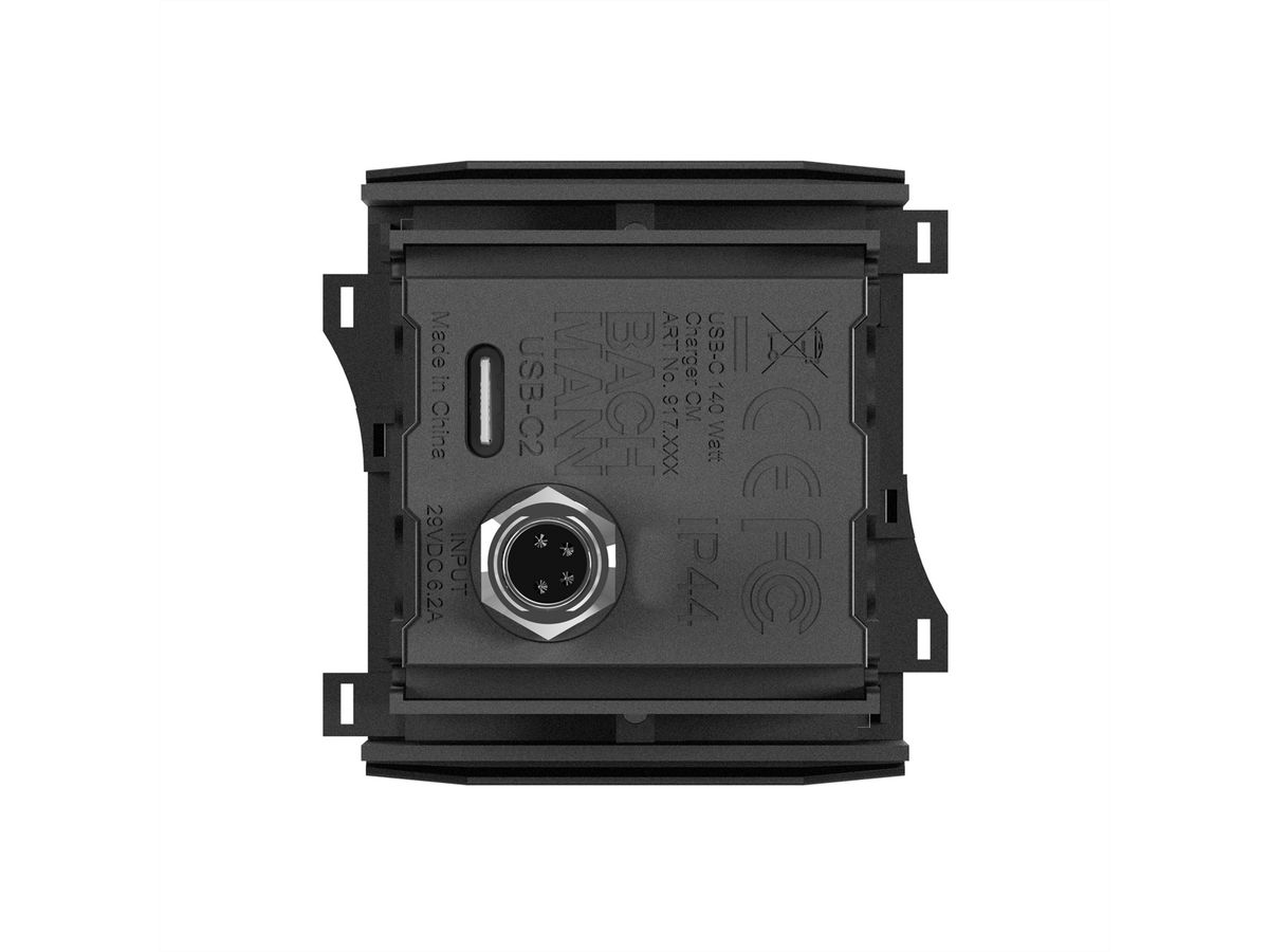 BACHMANN Custom Modul 1xUSB C/C 140W, UK Bundle RAL9005