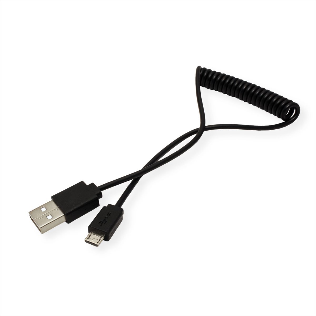 ROLINE USB 2.0 Spiralkabel, A - Micro B, ST/ST, 1 m