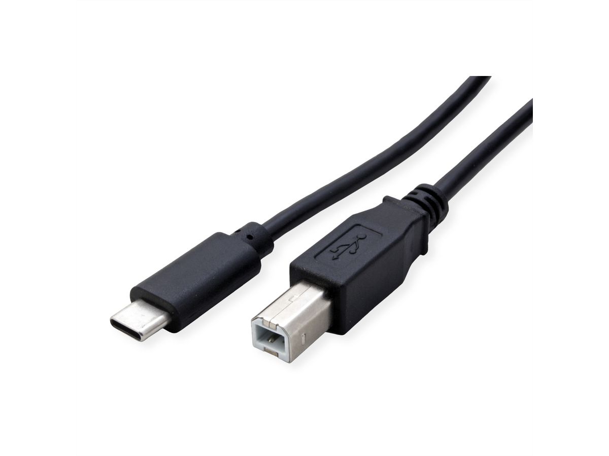 ROLINE USB 2.0 Typ C Kabel, C - B, ST/ST, schwarz, 3 m