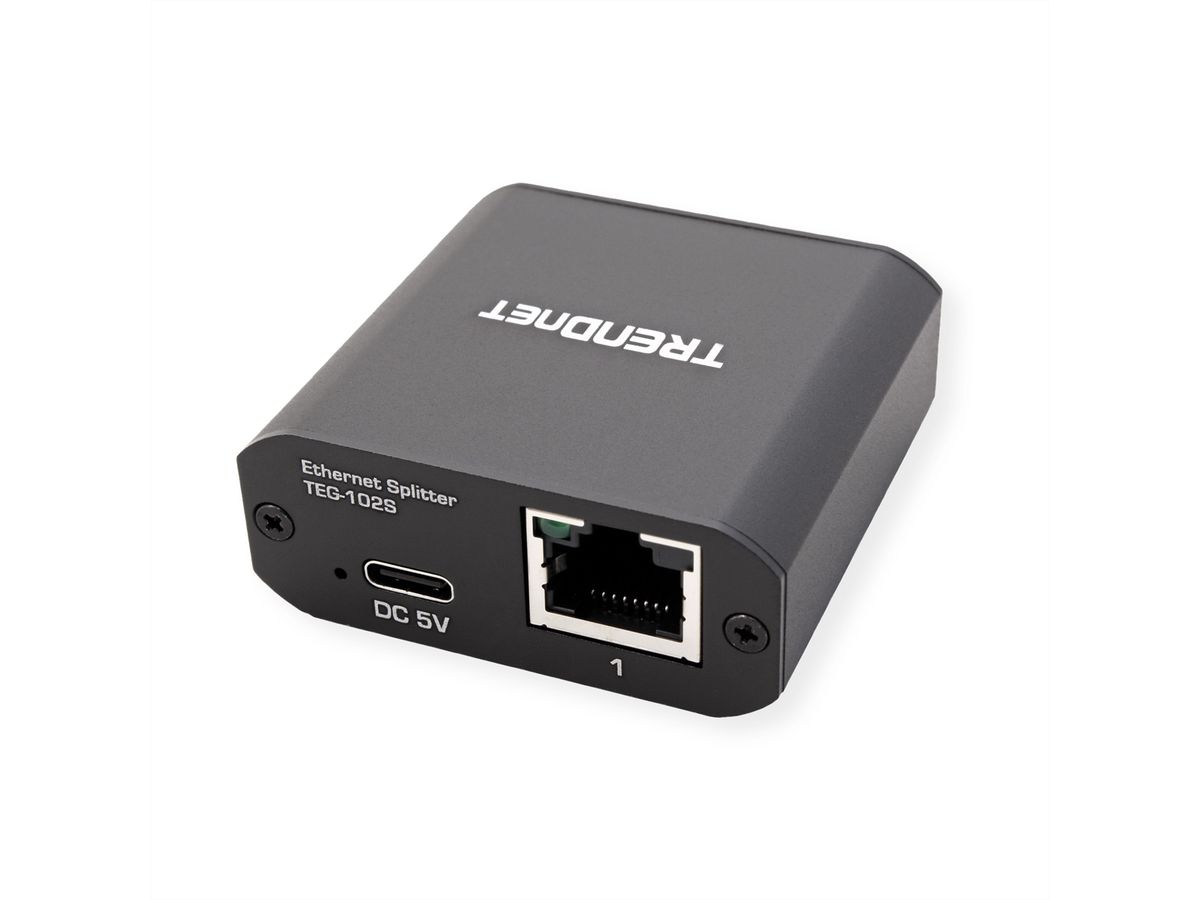 TRENDnet TEG-102S 2-Port-Gigabit-Splitter, mit USB-C-Stromversorgung