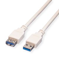 VALUE USB 3.2 Gen 1 Verlängerungskabel, Typ A-A, ST/BU, weiß, 0,8 m