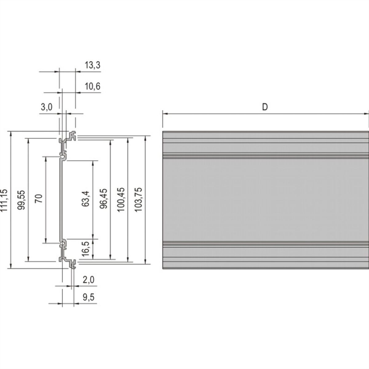 SCHROFF Seitenwandprofil - KAS SEITENWAND 3HE 227T