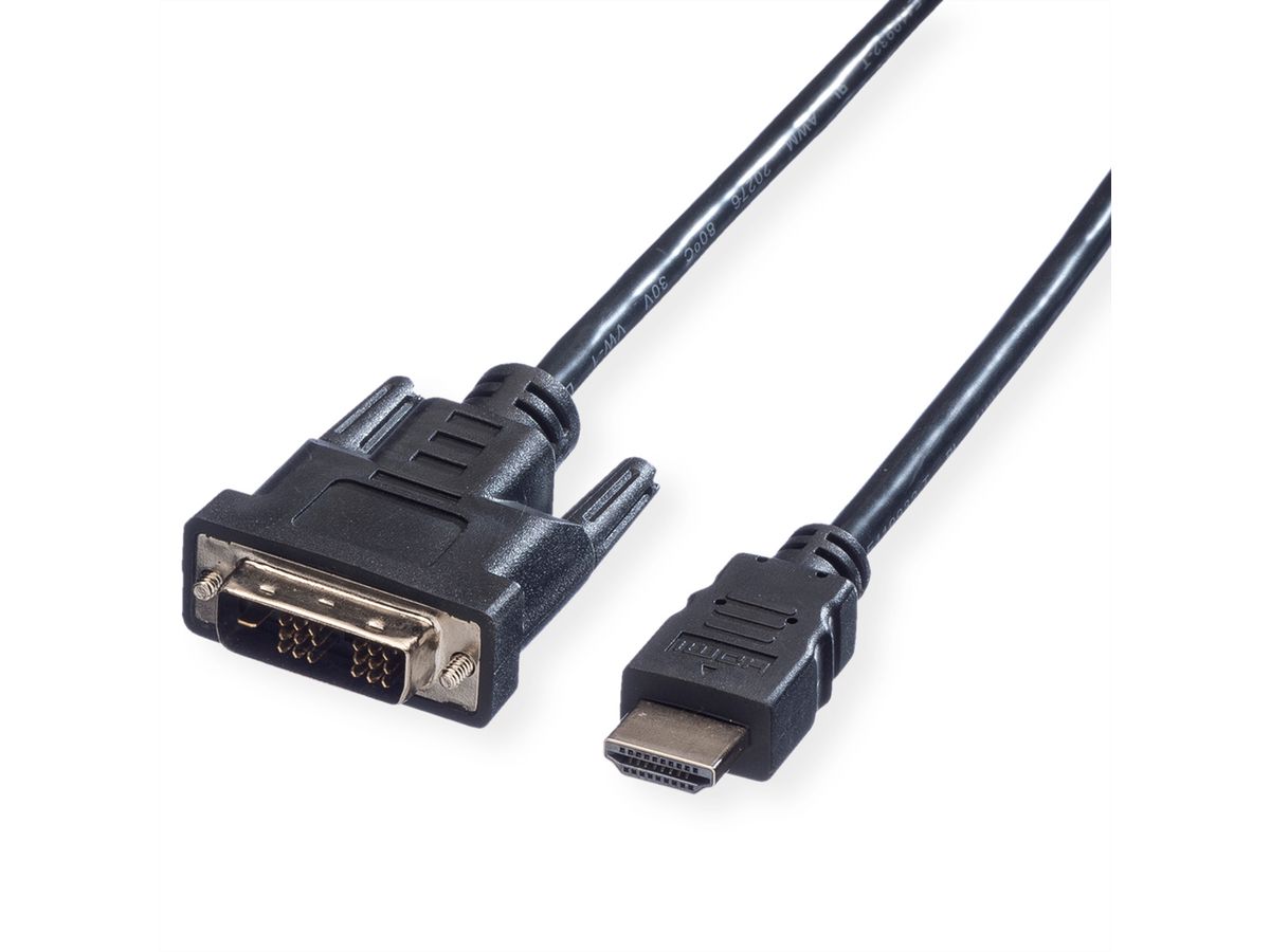 VALUE Kabel DVI (18+1) ST - HDMI ST, schwarz, 1 m