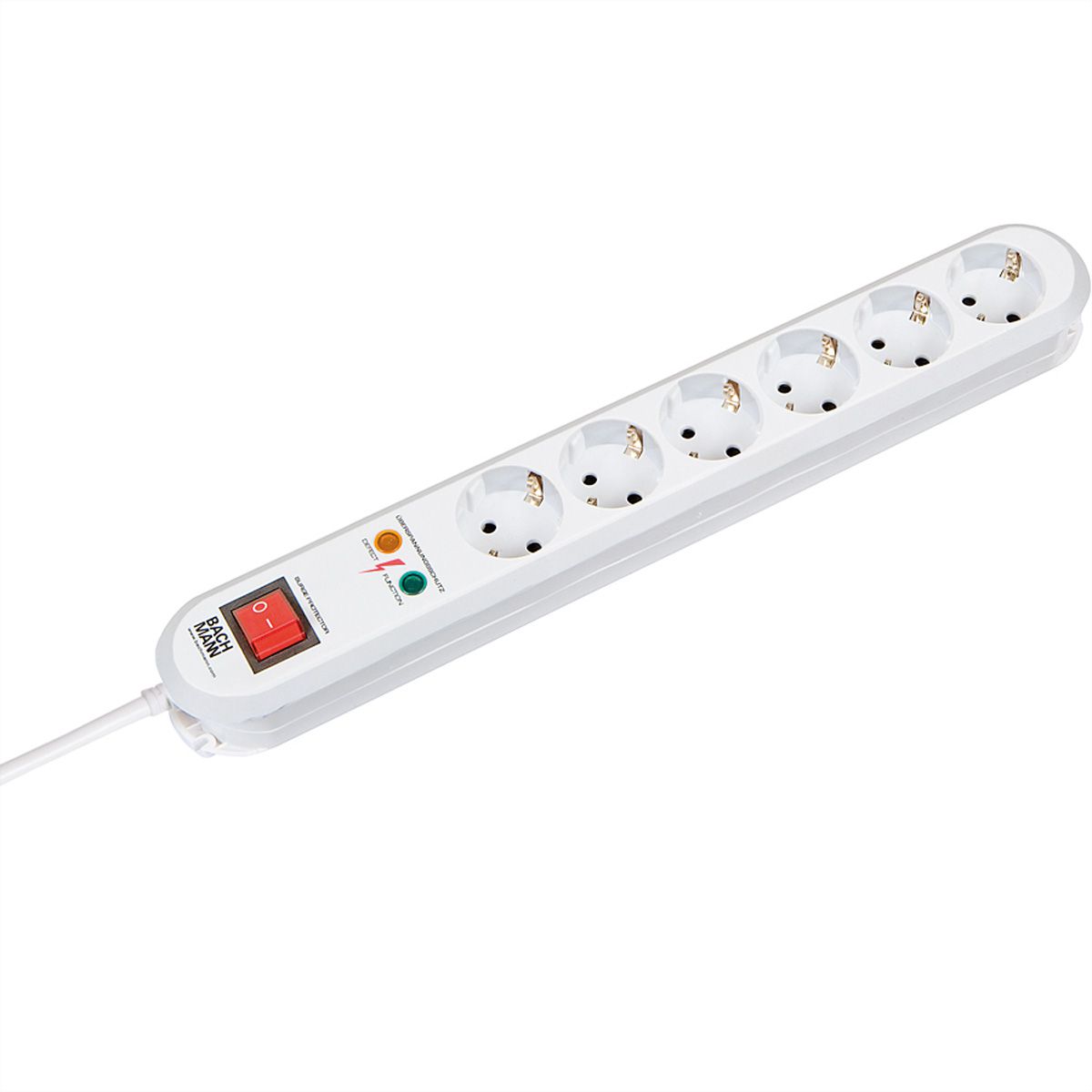 BACHMANN SMART Steckdosenleiste 6x Schutzkontakt, Schalter, Überspannungsschutz, weiß, 1,5 m