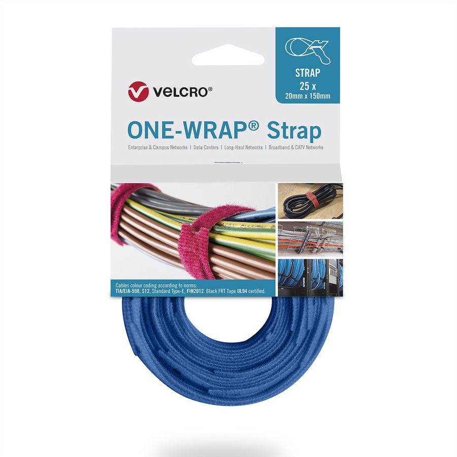 VELCRO® One Wrap® Strap 20mm x 200mm, 25 Stück, blau