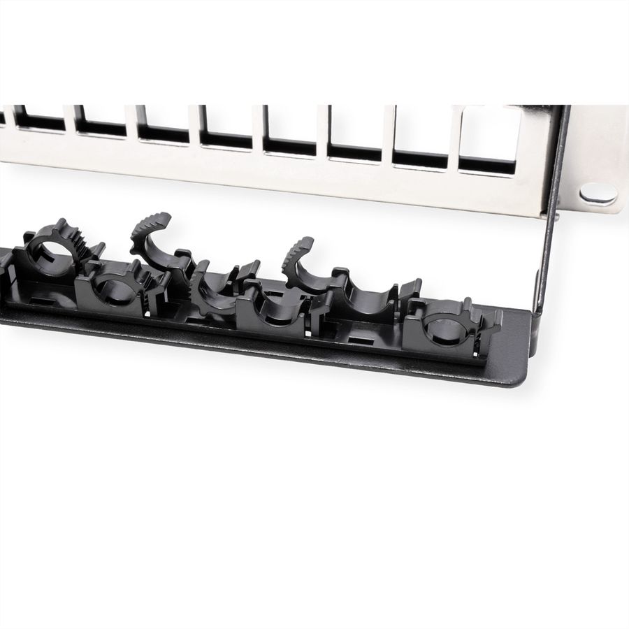 ROLINE 19-Zoll-Keystone-Modulträger, leer, 24P. geschirmt, Clip-Befestigung, schwarz