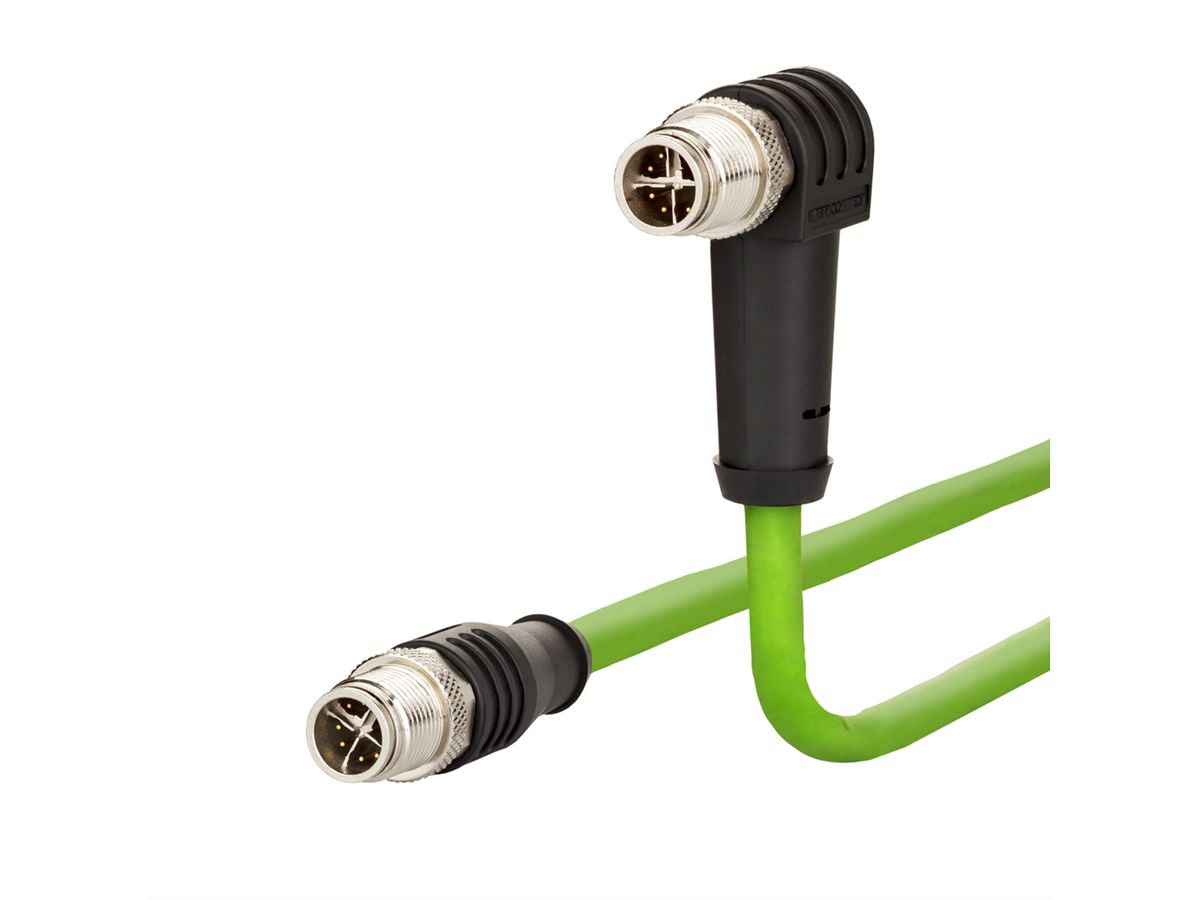 METZ CONNECT Verbindungsleitung M12 ST-M12 ST, 8polig, X-kodiert, gerade-gewinkelt, 1 m