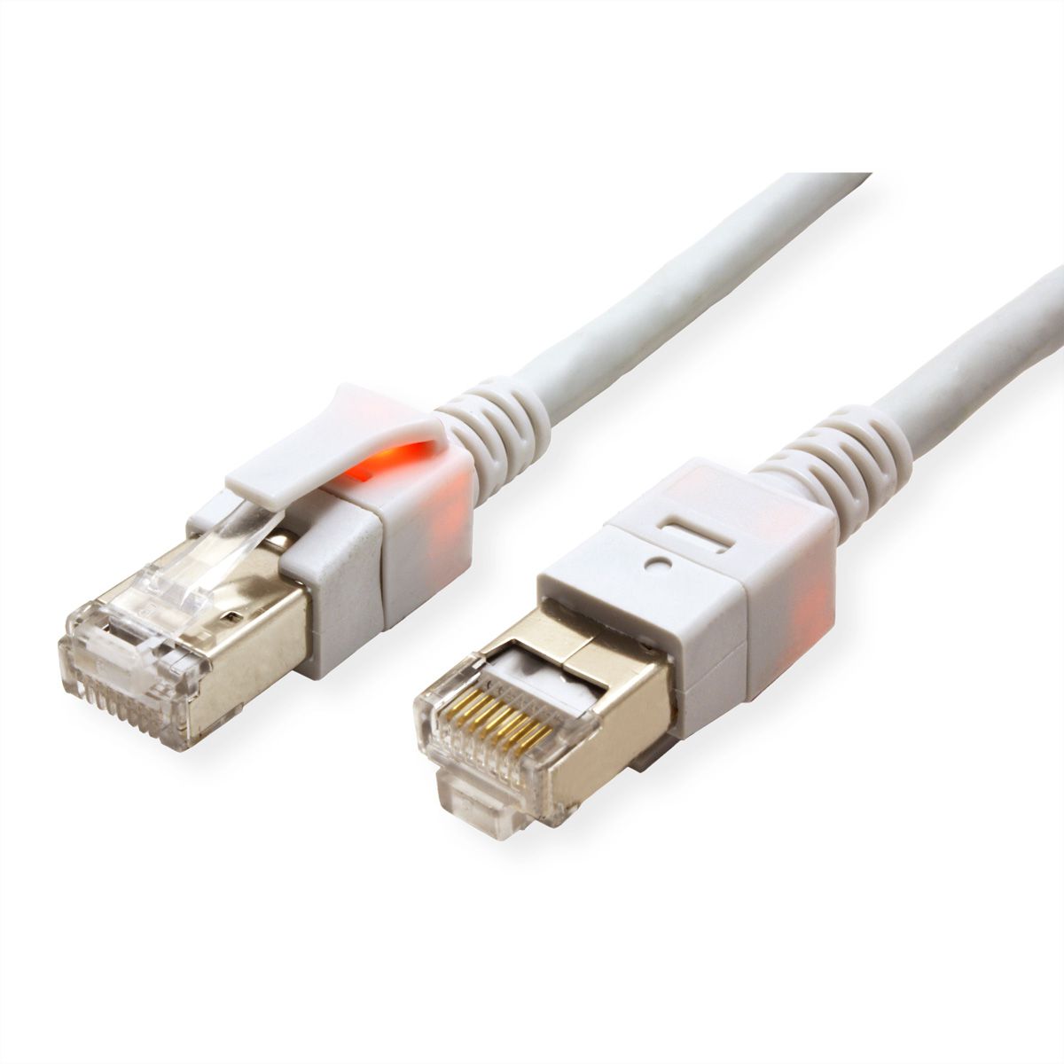 EasyLan DualBoot LED Patchkabel RJ45 S/FTP Cat.6 (Class E), mit saCon Stecker, LSOH, grau, 0,5 m