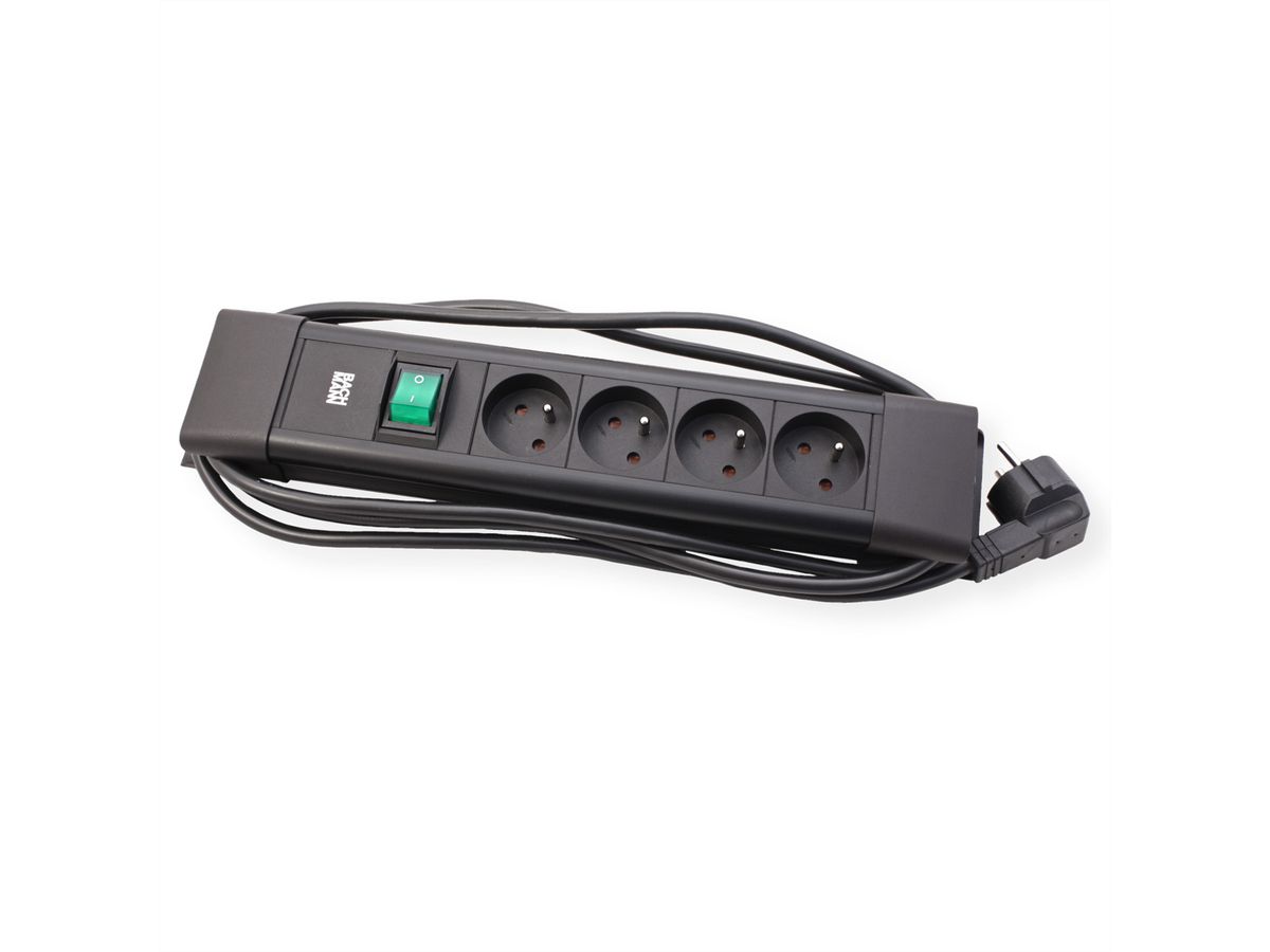 BACHMANN CONNECTUS 4xUTE, 1xSchalter 2,0m CEE7/7 Schwarz