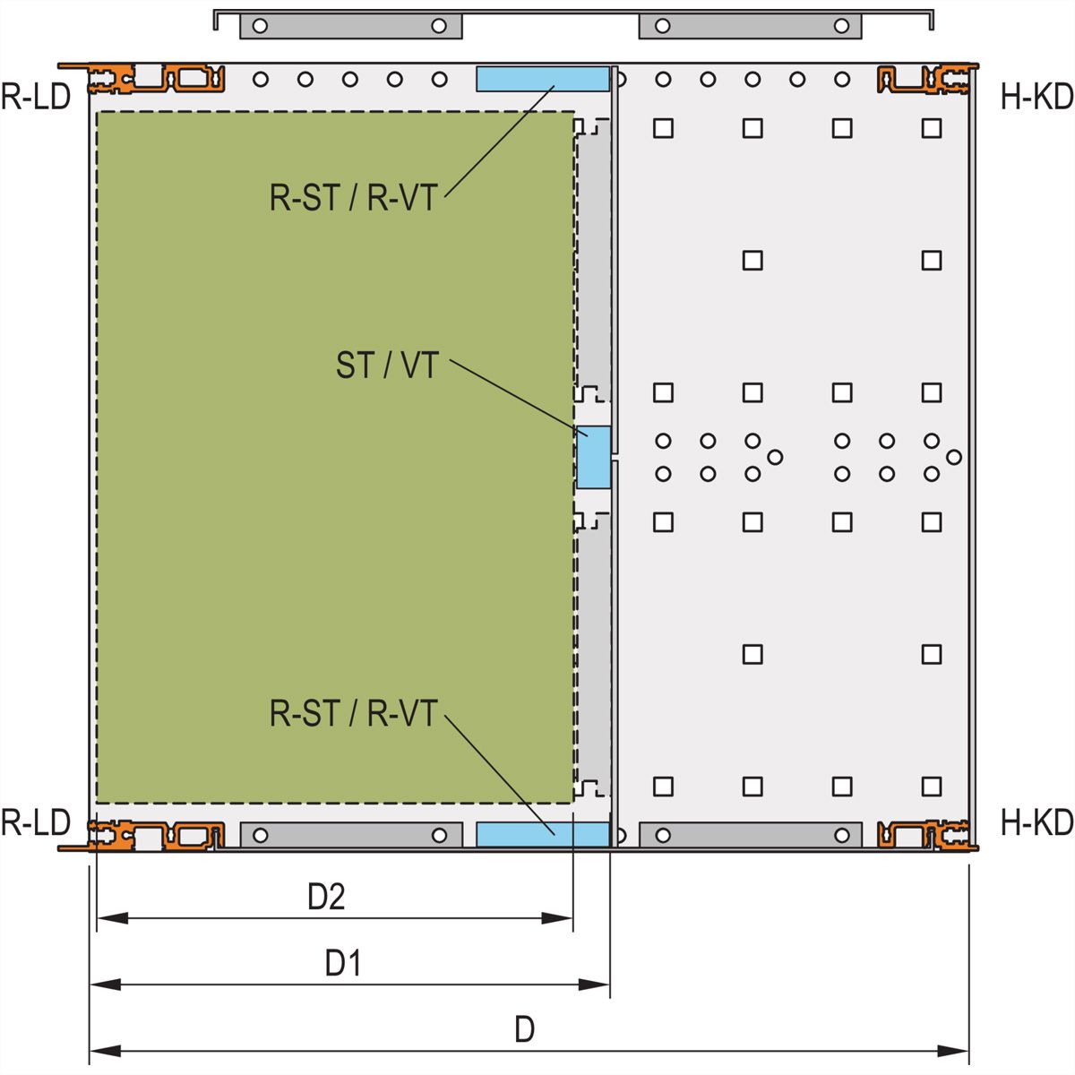 SCHROFF SEITENWD.R 6HE 275T (2ST)