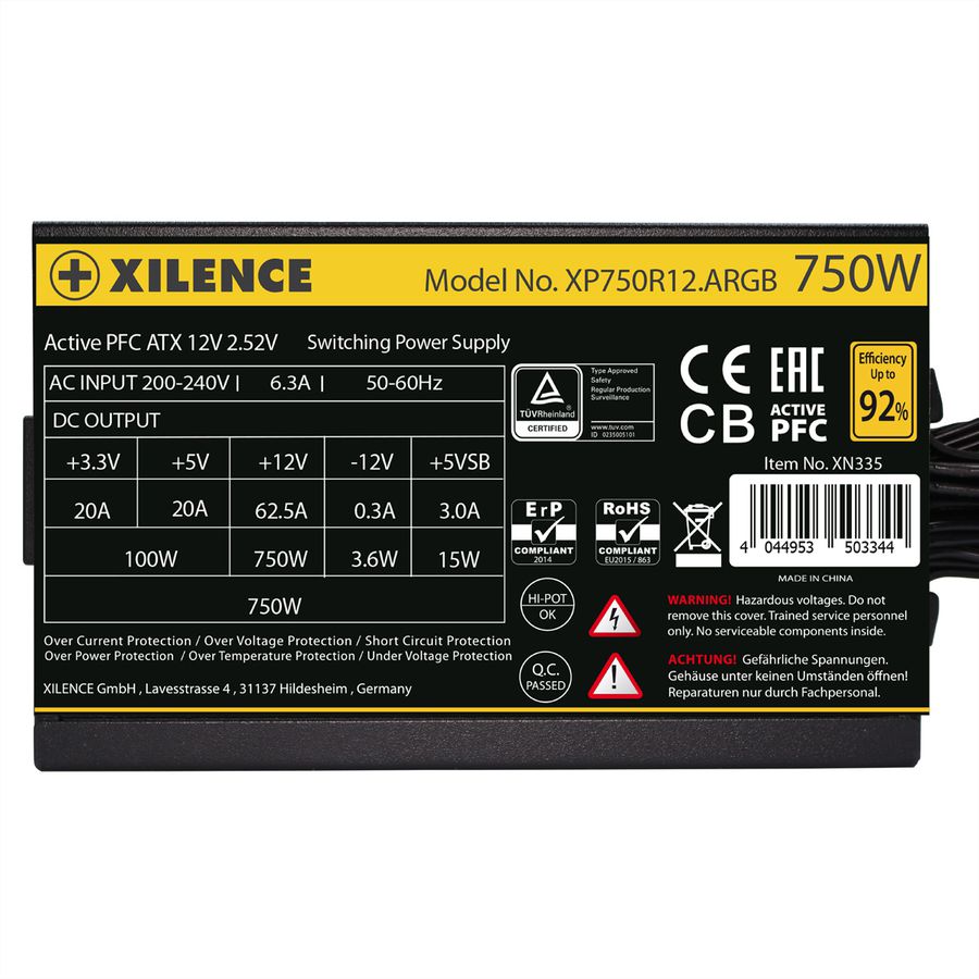 Xilence XP750R12.ARGB 750W PC Netzteil, Meet 80+ Gold, Gaming, ATX