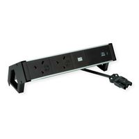 BACHMANN DESK2 ALU BLACK 2xUK, 1xUSBC 60W 0,2m GST18 United Kingdom