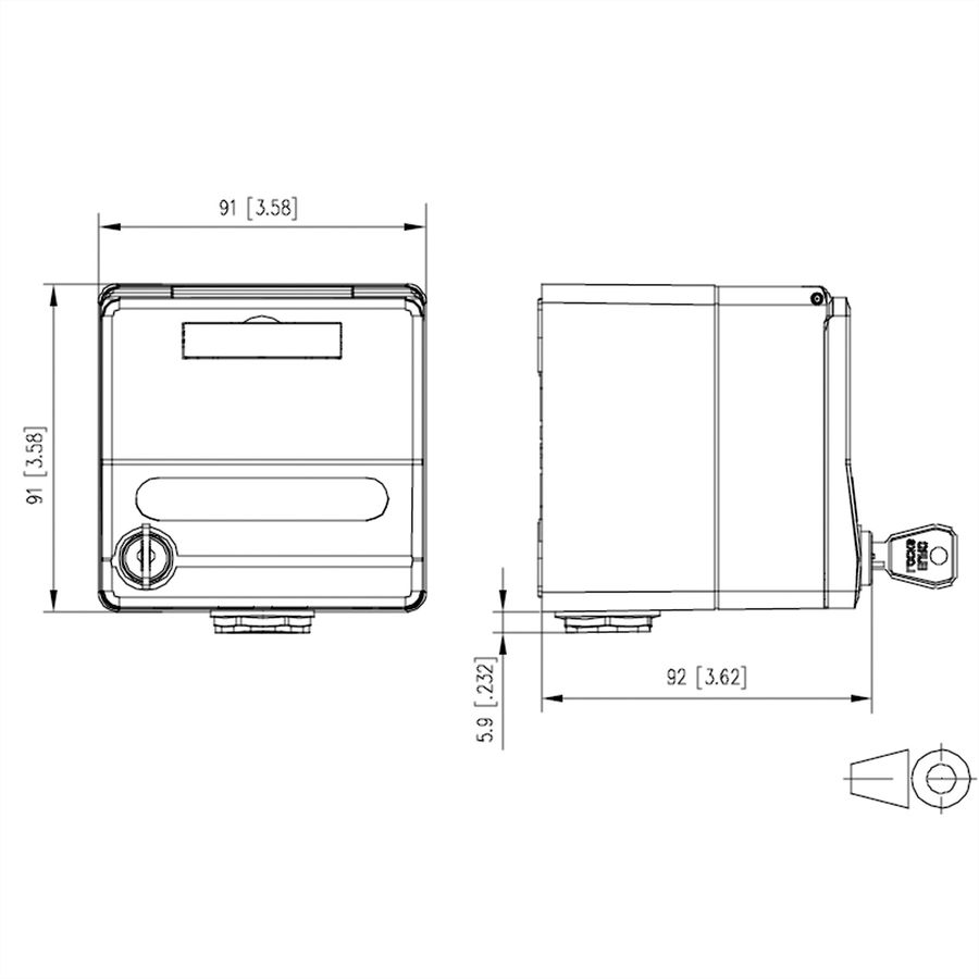 METZ CONNECT IP44 Modul-Aufputz-Gehäuse, Klappdeckel+Schloss, 2Ports unbestückt, grau