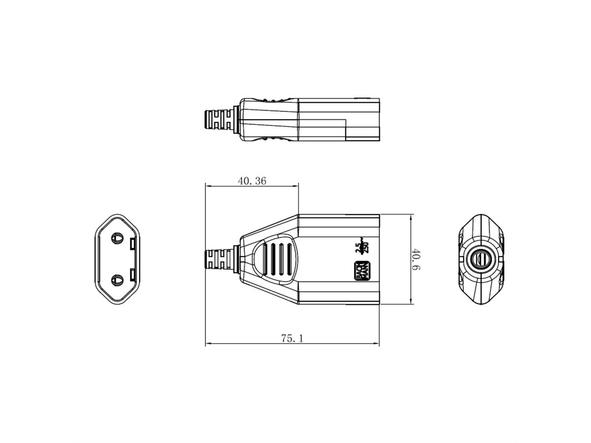 BACHMANN Euroflachkupplung schwarz, Schraubanschluss VE 3 Stk. im Polybeutel