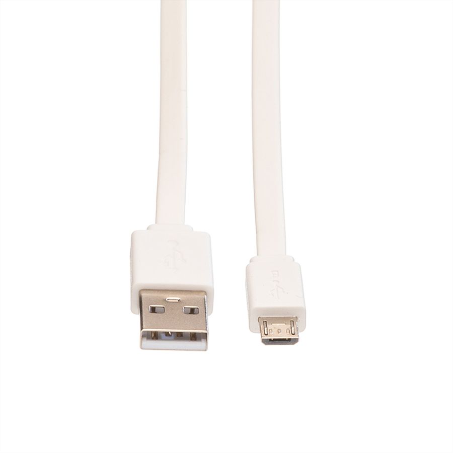 ROLINE USB 2.0 Kabel, USB A ST - Micro USB B ST, weiß, 1 m