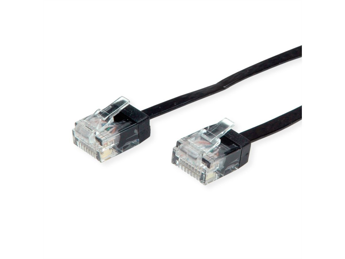 ROLINE UTP Patchkabel Kat.6A (Class EA), extra-flach, schwarz, 1 m