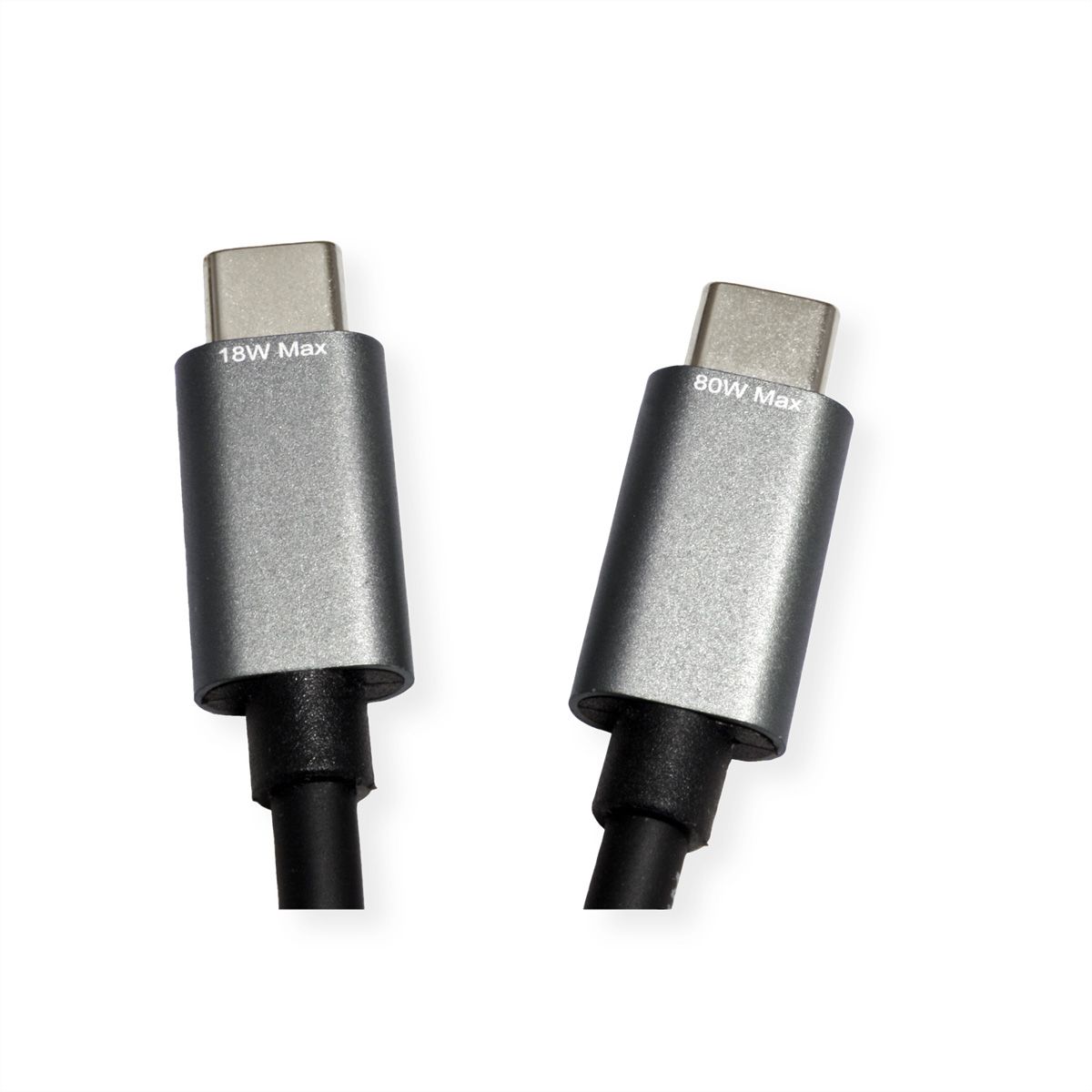 ROLINE USB Typ C Split-Ladekabel, USB-C - 2x USB-C, ST/ST, max. 100W, schwarz, 1,85 m