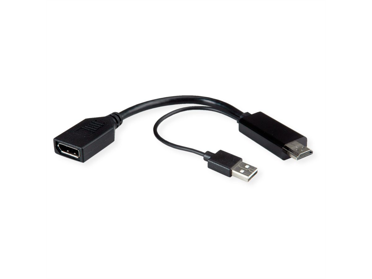 ROLINE 4K HDMI - DisplayPort-Adapter, v1.2, HDMI ST - DP BU, Aktiv