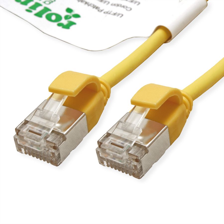 ROLINE GREEN U/FTP Patchkabel Cat.6A (Class EA), LSOH, slim, gelb, 0,5 m