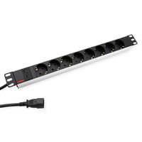 ROLINE 19-Zoll-Steckdosenleiste 8fach + C14-Stecker, silberfarben, 2 m