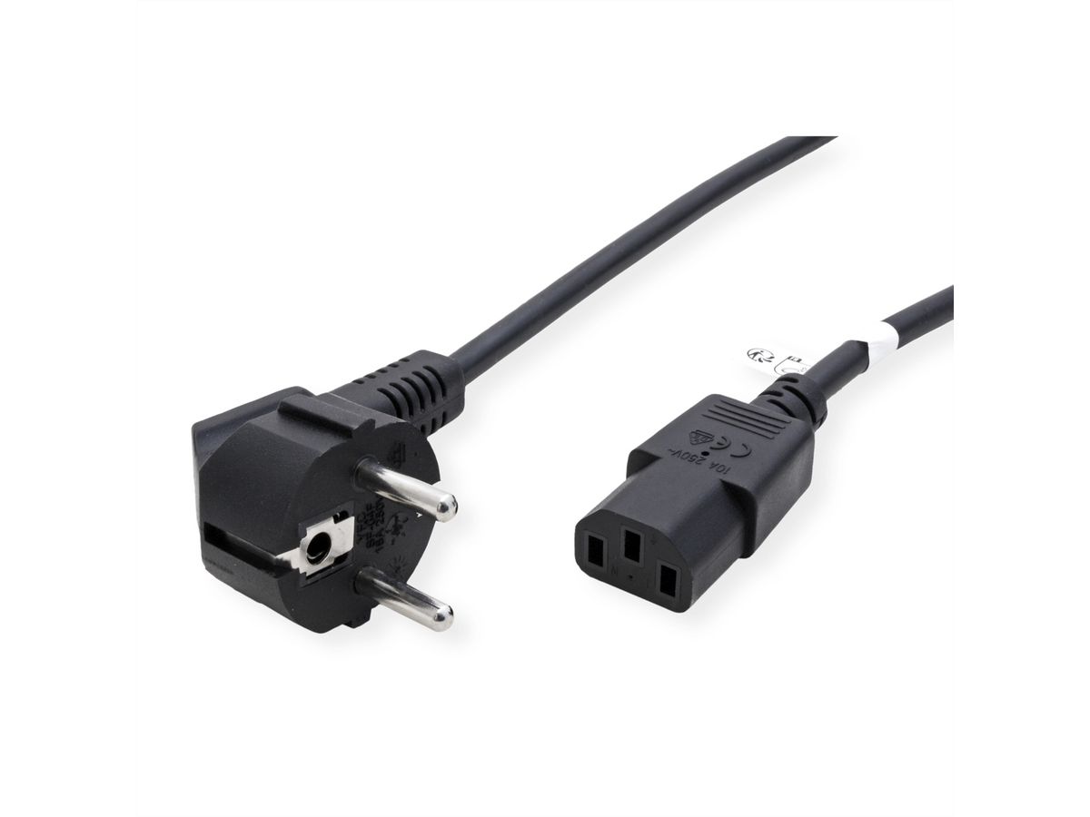 ROLINE GREEN Netzkabel, gerade IEC-Buchse, schwarz, 0,8 m