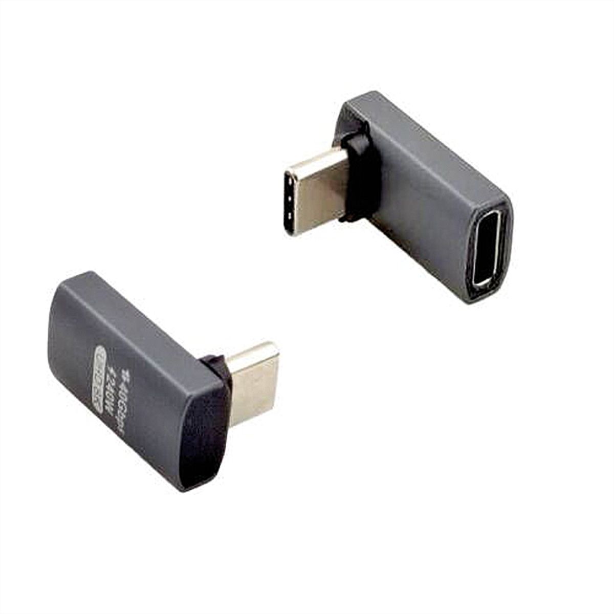 ROLINE USB4 Gen 3x2 Adapter Typ C ST/BU, Aluminium, 90°, breit, silberfarben