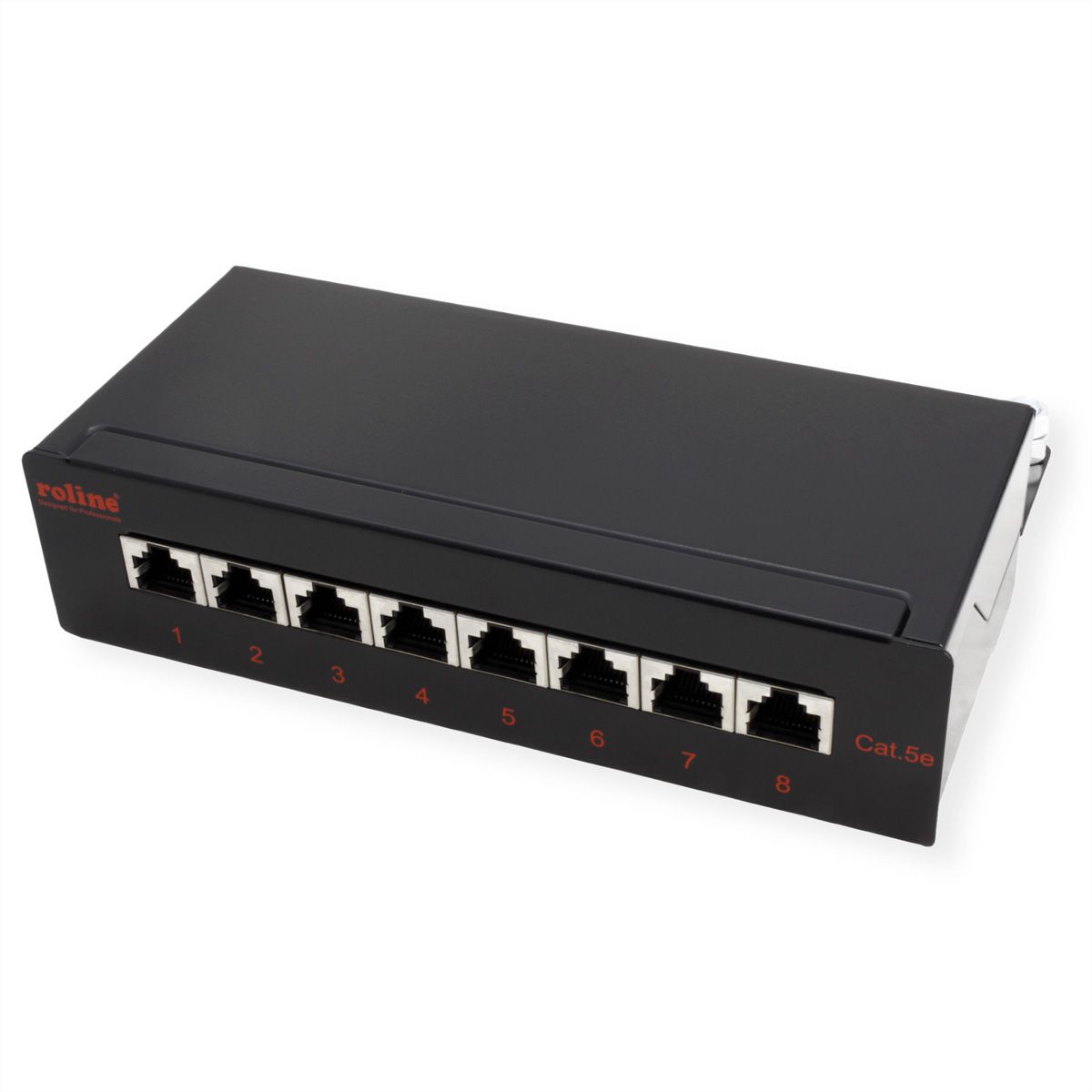 ROLINE Patchpanel, 8 Ports, Cat.5e (Class D), geschirmt, schwarz