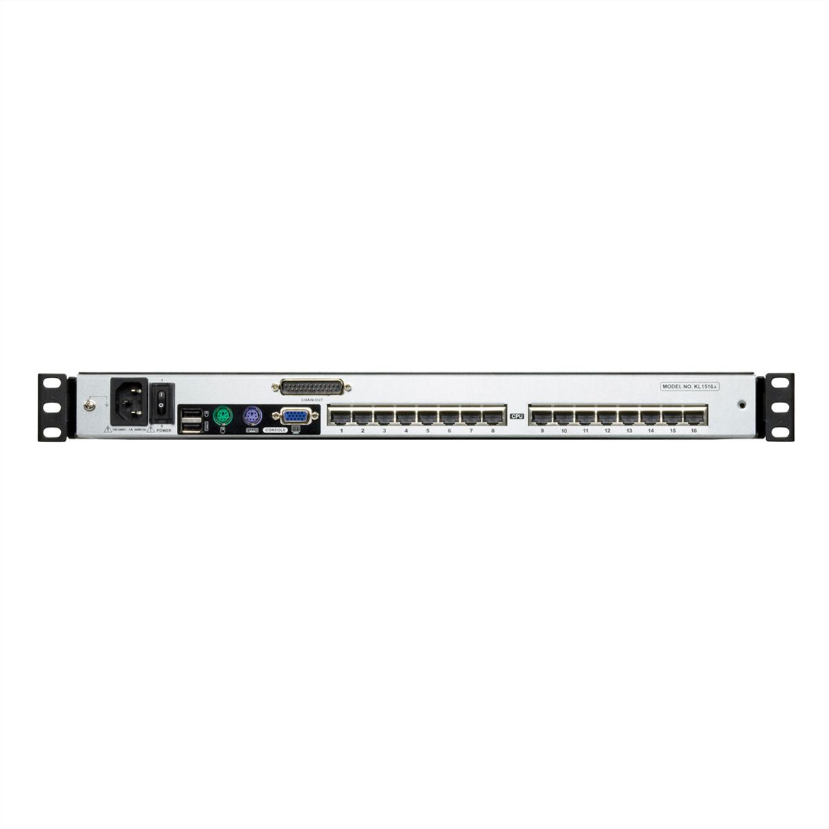 ATEN KL1508AM KVM-Switch, 43cm TFT, VGA, PS/2-USB über Kat 5, 8 Port, D, IT-Layout