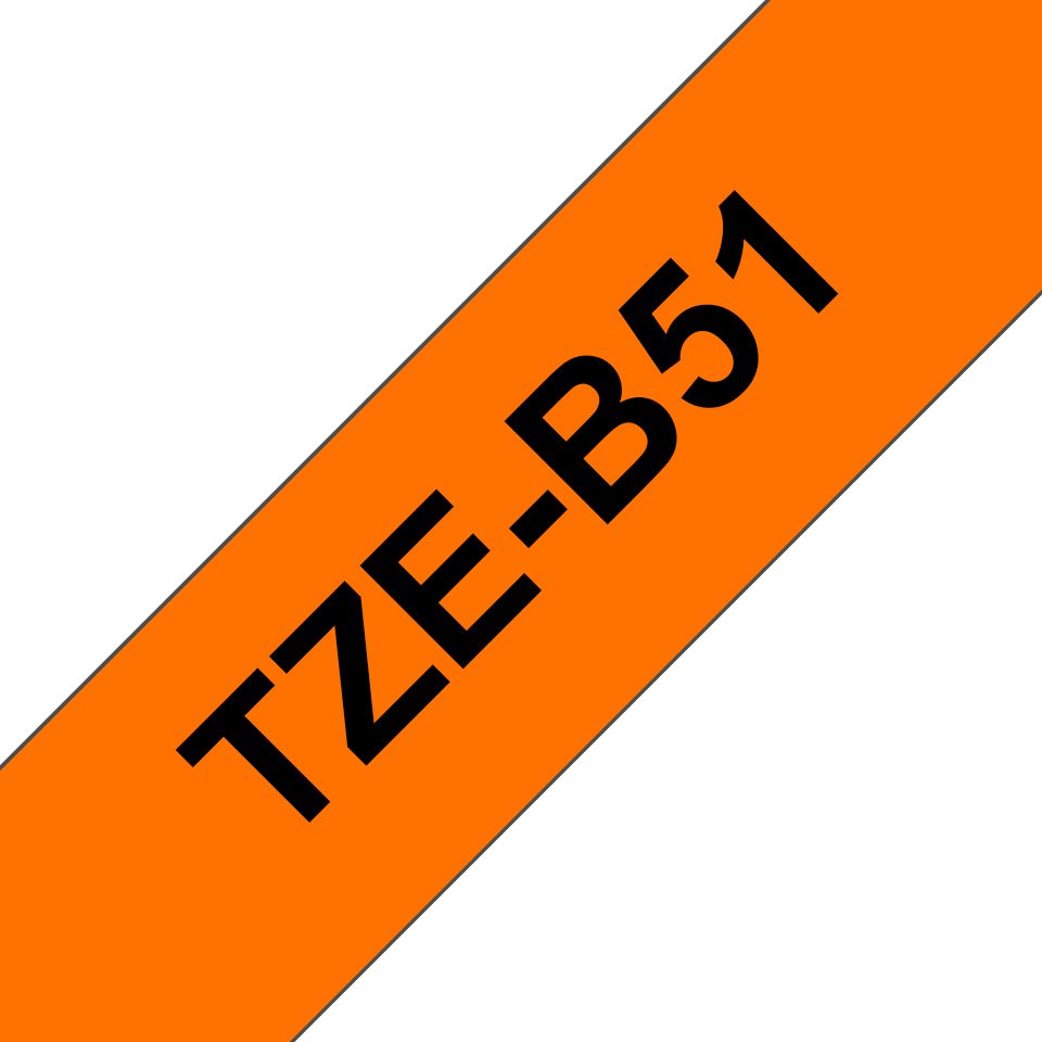Brother TZE-B51 Etiketten erstellendes Band Schwarz auf leuchtend Orange