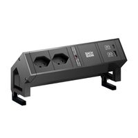 BACHMANN DESK2 2xCH 90° 1xUSB A/C 22W, 0,2m GST18 RAL9005 Schweiz