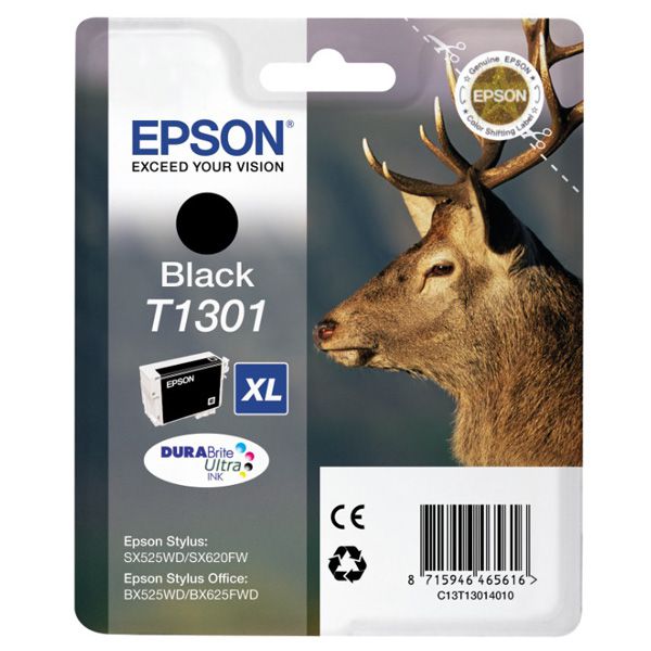 C13T13014010, Tintenpatrone, schwarz für EPSON Stylus SX525WD / SX620FW / Office BX525WD / BX625FWD