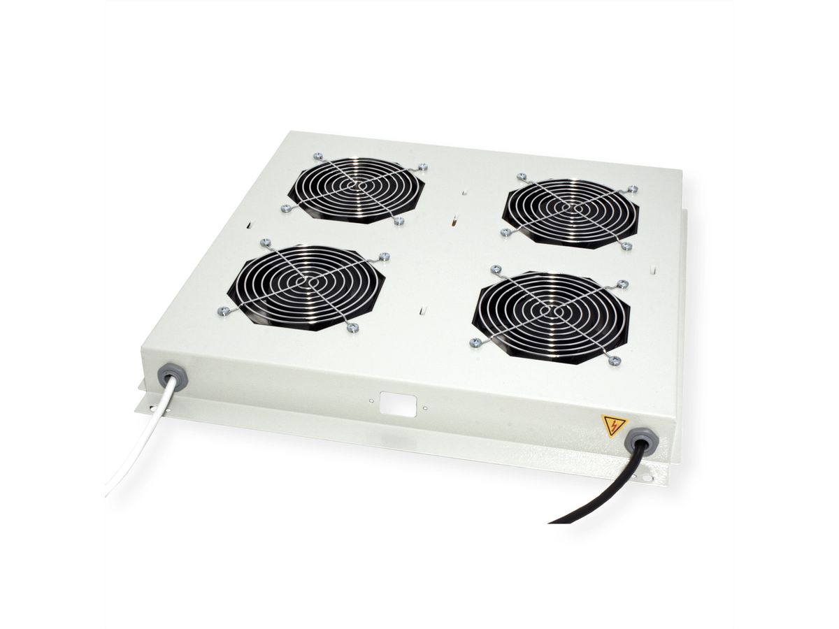 ROLINE 19-Zoll Dachlüftereinheit 4 Lüfter, Thermostat , grau