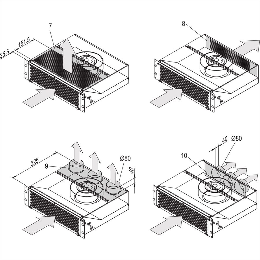 SCHROFF Luftaustritt Rückseite: Abdeckblech oben, ohne Perforation, St, 1 mm, Oberfläche AlZn