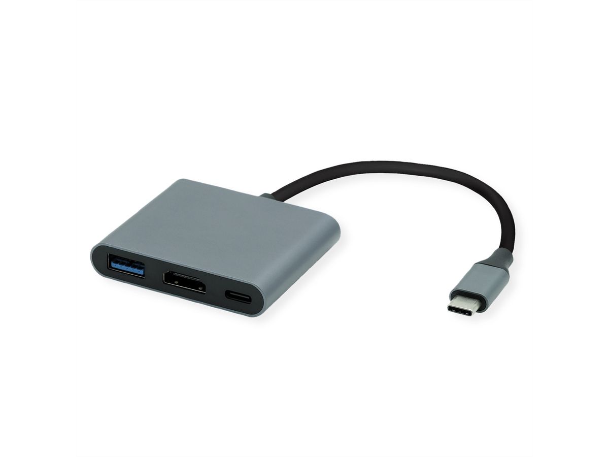 ROLINE Display Adapter USB Typ C - HDMI, USB 3.2 Gen 1 Typ A, Typ C PD