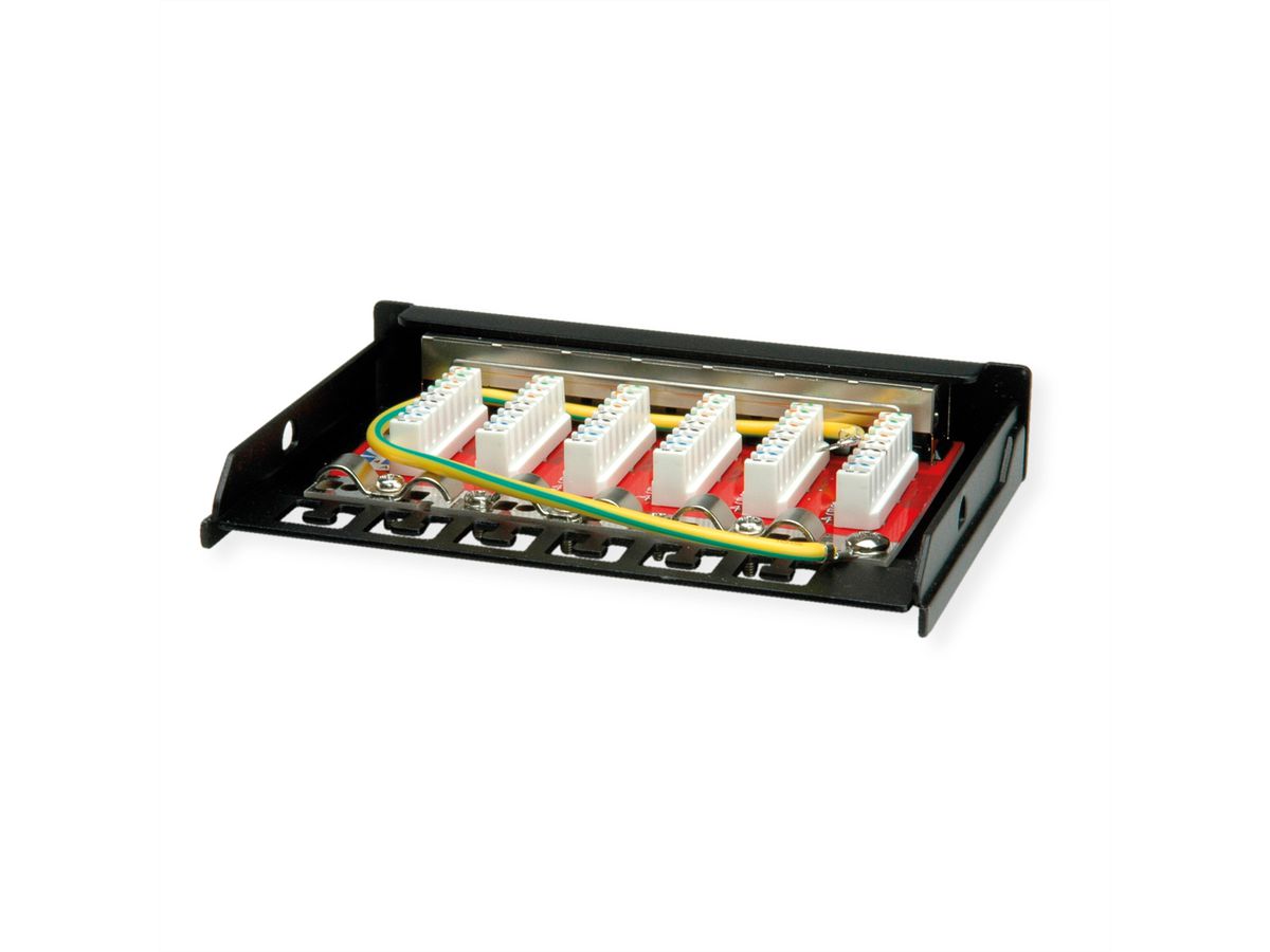ROLINE Mini-Patchpanel, Kat.6A (Class EA), 6x RJ45, 0,5HE, geschirmt, schwarz