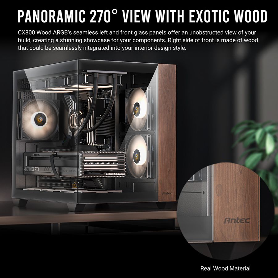 ANTEC CX800 ARGB_B PC Gehäuse Midi Tower Wood ATX