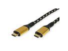 ROLINE GOLD USB4 Gen3x2 Kabel, C–C, ST/ST, 40Gbit/s, 100W, schwarz / gold, 2 m