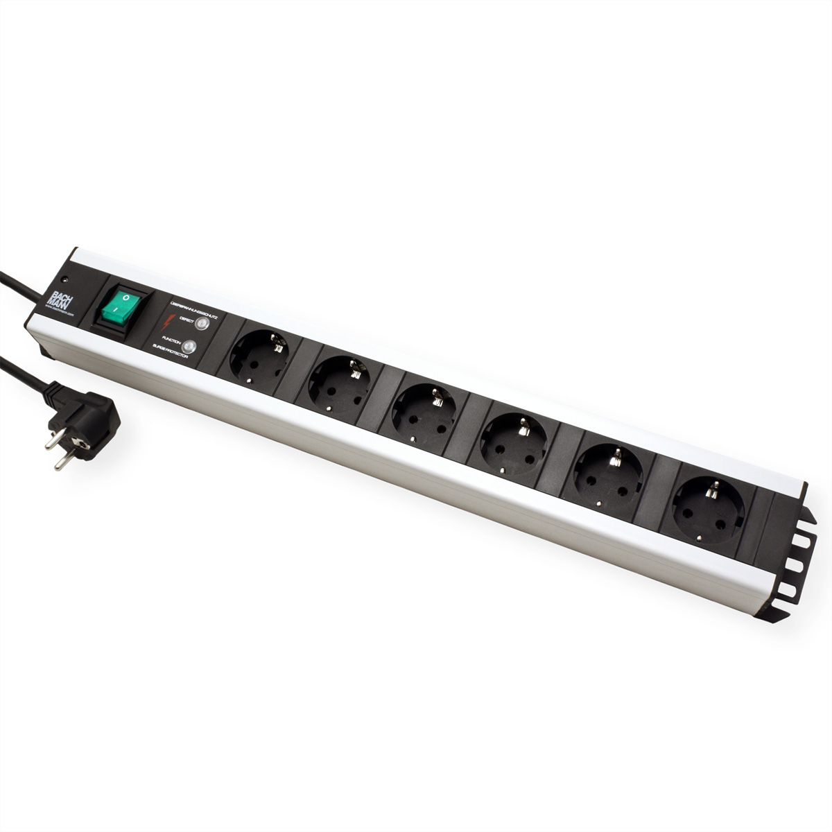 BACHMANN Handwerkerleiste 6x Schutzkontakt, Überspannungschutz, Schalter